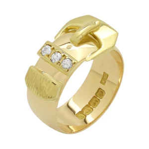18ct Yellow Gold 0.12ct Diamond Buckle Ring