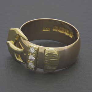 18ct Yellow Gold 0.12ct Diamond Buckle Ring