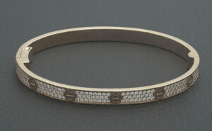 9ct Rose Gold Moissanite Screw Bangle