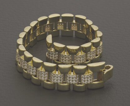 9ct Yellow Gold Gemstone Watch Strap 6.5" 11.5mm - Image 4