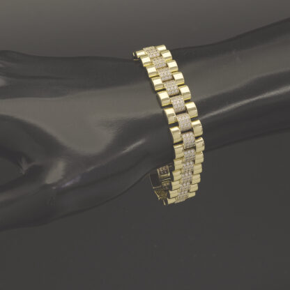9ct Yellow Gold Gemstone Watch Strap 6.5" 11.5mm - Image 3