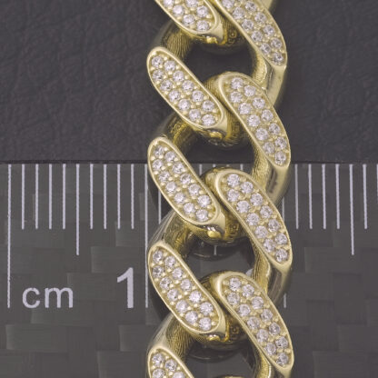 9ct Yellow Gold Gemstone Curb Bracelet 8" 10.5mm - Image 2