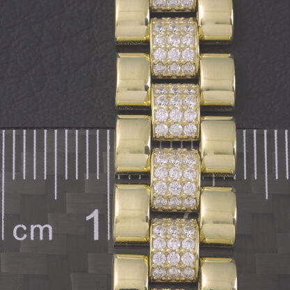9ct Yellow Gold Gemstone Watch Strap Bracelet 6" 11.5mm - Image 2
