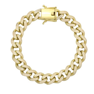 9ct Yellow Gold Gemstone Curb Bracelet 8&#8243; 10.5mm
