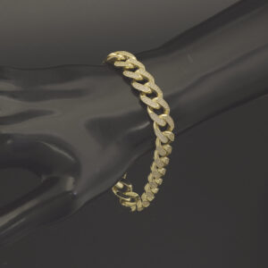 9ct Yellow Gold Gemstone Cuban Bracelet 7″ 10.5mm