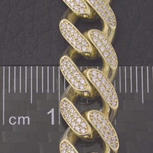 9ct Yellow Gold Gemstone Cuban Bracelet 7″ 10.5mm