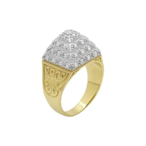 9ct Yellow Gold Gemstone Pyramid Ring