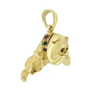 9ct Yellow Gold Gemstone Bulldog Pendant