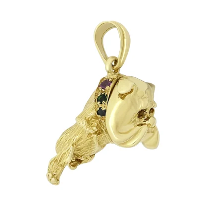9ct Yellow Gold Gemstone Bulldog Pendant