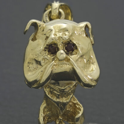 9ct Yellow Gold Gemstone Bulldog Pendant - Image 2