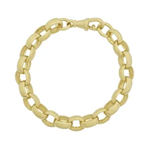 9ct Yellow Gold Patterned Belcher Bracelet 7&#8243; 9mm