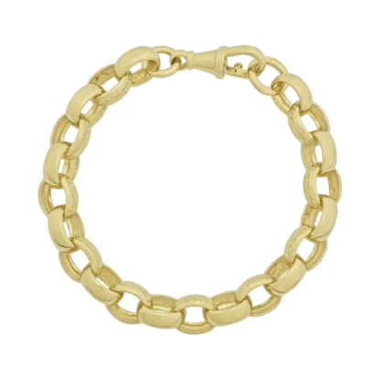 9ct Yellow Gold Patterned Belcher Bracelet 7" 9mm