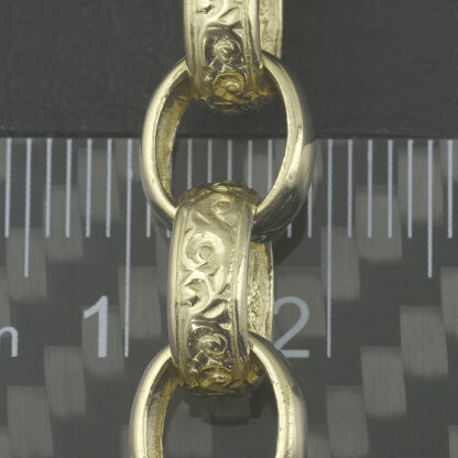 9ct Yellow Gold Patterned Belcher Bracelet 7" 9mm - Image 2