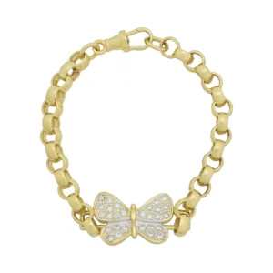 9ct Yellow Gold Gemstone Butterfly Belcher 7&#8243; 6mm