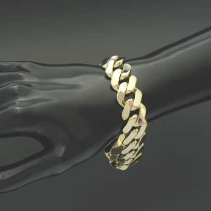 9ct Yellow Gold Curb Bracelet 7.5" 16.5mm - Image 3