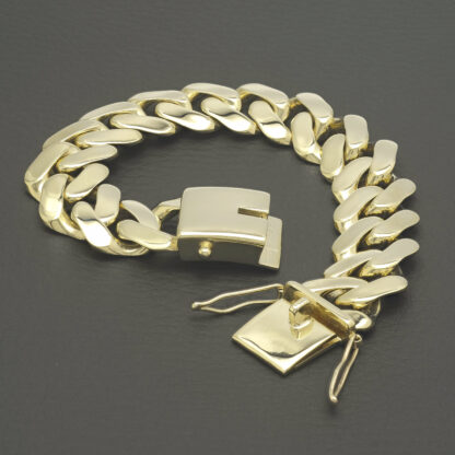 9ct Yellow Gold Curb Bracelet 7.5" 16.5mm - Image 4