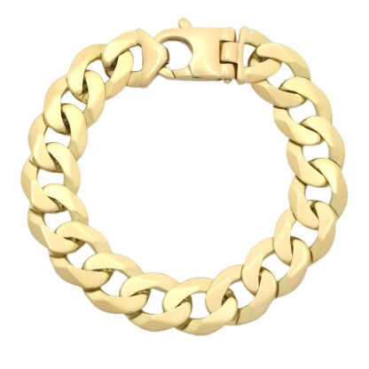 9ct Yellow Gold Curb Bracelet 9" 15.5mm