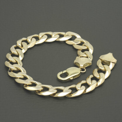 9ct Yellow Gold Curb Bracelet 9" 12mm - Image 4