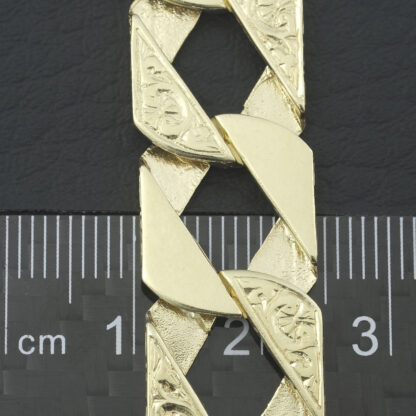 9ct Yellow Gold Patterned Curb Chain 24" 14mm - Image 3