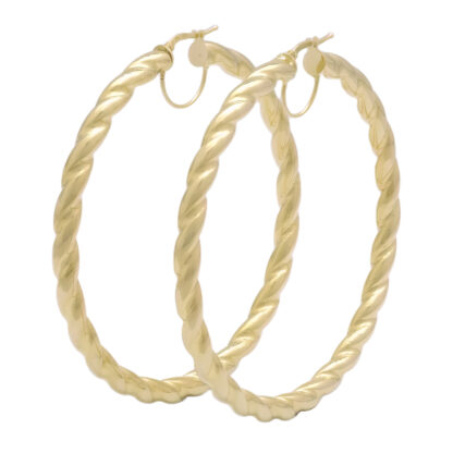 9ct Yellow Gold Swirly Hoop Earrings