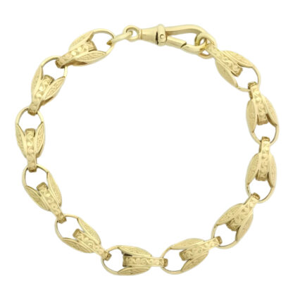 9ct Yellow Gold Tulip Bracelet 8" 8.5mm