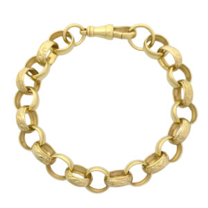 9ct Yellow Gold Patterned Belcher Bracelet 8.5&#8243; 12mm