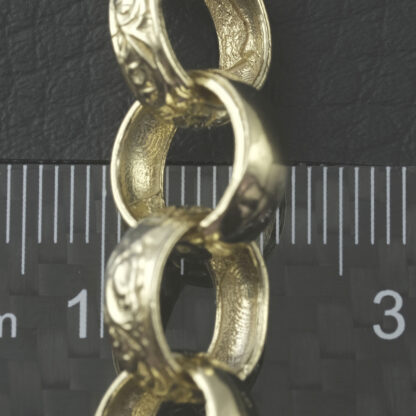 9ct Yellow Gold Patterned Belcher Bracelet 8.5" 12mm - Image 4