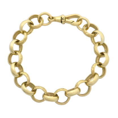 9ct Yellow Gold Patterned Belcher Bracelet 7" 11mm
