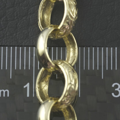 9ct Yellow Gold Patterned Belcher Bracelet 7" 11mm - Image 4