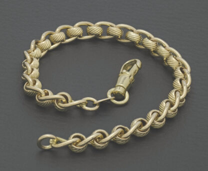 9ct Yellow Gold Patterned Rollerball Bracelet 8" 6.5mm - Image 4