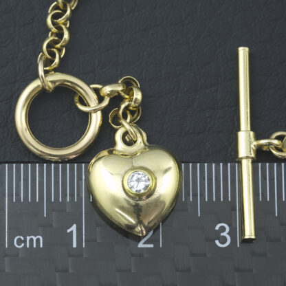 9ct Yellow Gold Belcher Chain With T-Bar & Heart Pendant 18" 3mm - Image 3