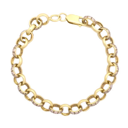 9ct Yellow Gold Gemstone Belcher Bracelet 7" 8mm