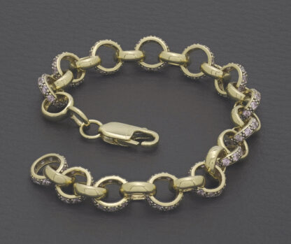 9ct Yellow Gold Gemstone Belcher Bracelet 7" 8mm - Image 2