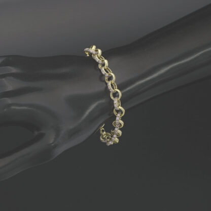 9ct Yellow Gold Gemstone Belcher Bracelet 7" 8mm - Image 3
