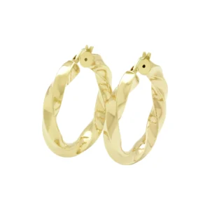 9ct Yellow Gold Twirl Hoop Earrings