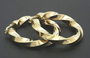 9ct Yellow Gold Twirl Hoop Earrings