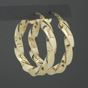 9ct Yellow Gold Twirl Hoop Earrings