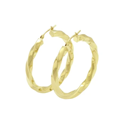 9ct Yellow Gold Twirl Hoop Earrings
