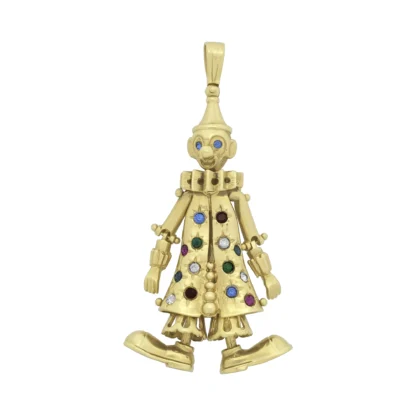 9ct Yellow Gold Gemstone Clown Pendant