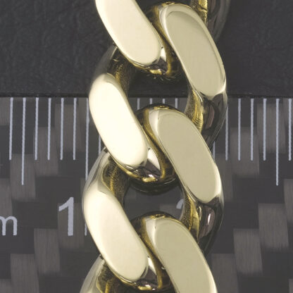 14ct Yellow Gold Gemstone Curb Bracelet 7.5" 11mm - Image 2