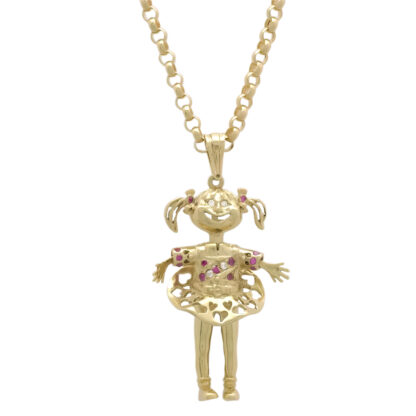 9ct Yellow Gold Belcher Chain & Ballerina Pendant 20" 4.5mm