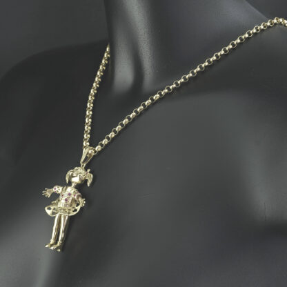 9ct Yellow Gold Belcher Chain & Ballerina Pendant 20" 4.5mm - Image 2