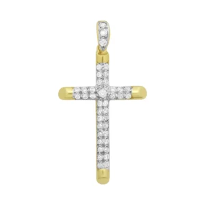 9ct Yellow Gold Gemstone Cross Pendant