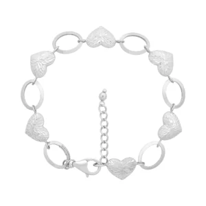 9ct White Gold Heart Link Bracelet 7&#8243; 9.5mm