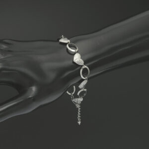 9ct White Gold Heart Link Bracelet 7&#8243; 9.5mm