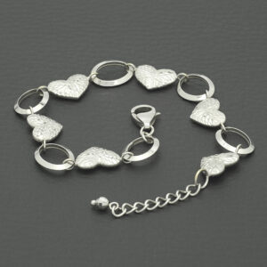 9ct White Gold Heart Link Bracelet 7&#8243; 9.5mm