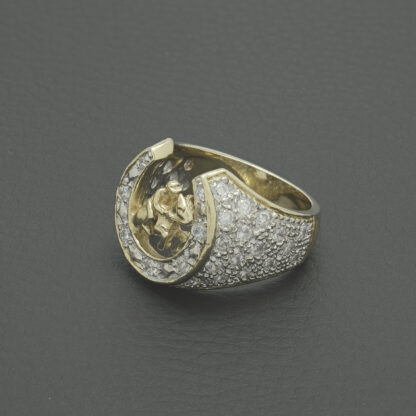 9ct Yellow Gold Gemstone Horseshoe Ring - Image 2
