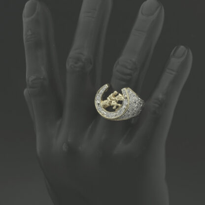 9ct Yellow Gold Gemstone Horseshoe Ring - Image 3