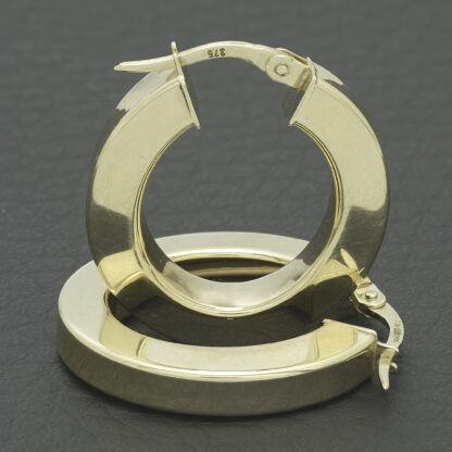 9ct Yellow Gold Creole Earrings - Image 4