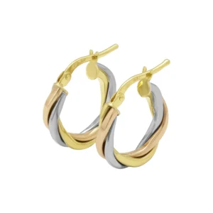 9ct Yellow &#038; White Gold Creole Earrings